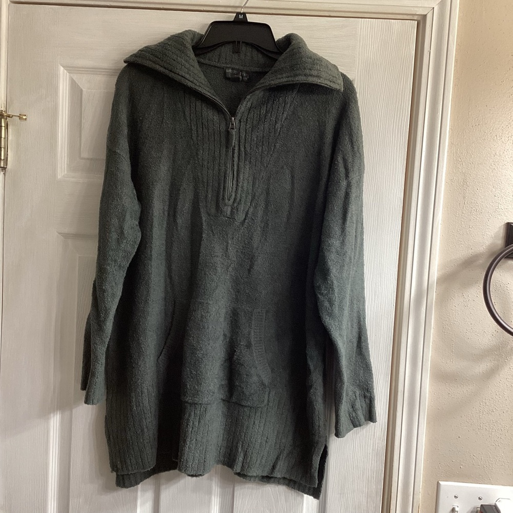 EUC Barefoot Dreams Women’s Half Zip Tunic Cozychic Pullover Green XL